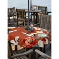 thumbnail image 2 of Outdoor Tablecloth with Umbrella Hole for Patio/Picnic/Party/Camping, Japanese Style Waterproof Table Cloth Round Cover Washable, Red Farmhouse Botanical Peony Birds (Dia 54"), 2 of 8