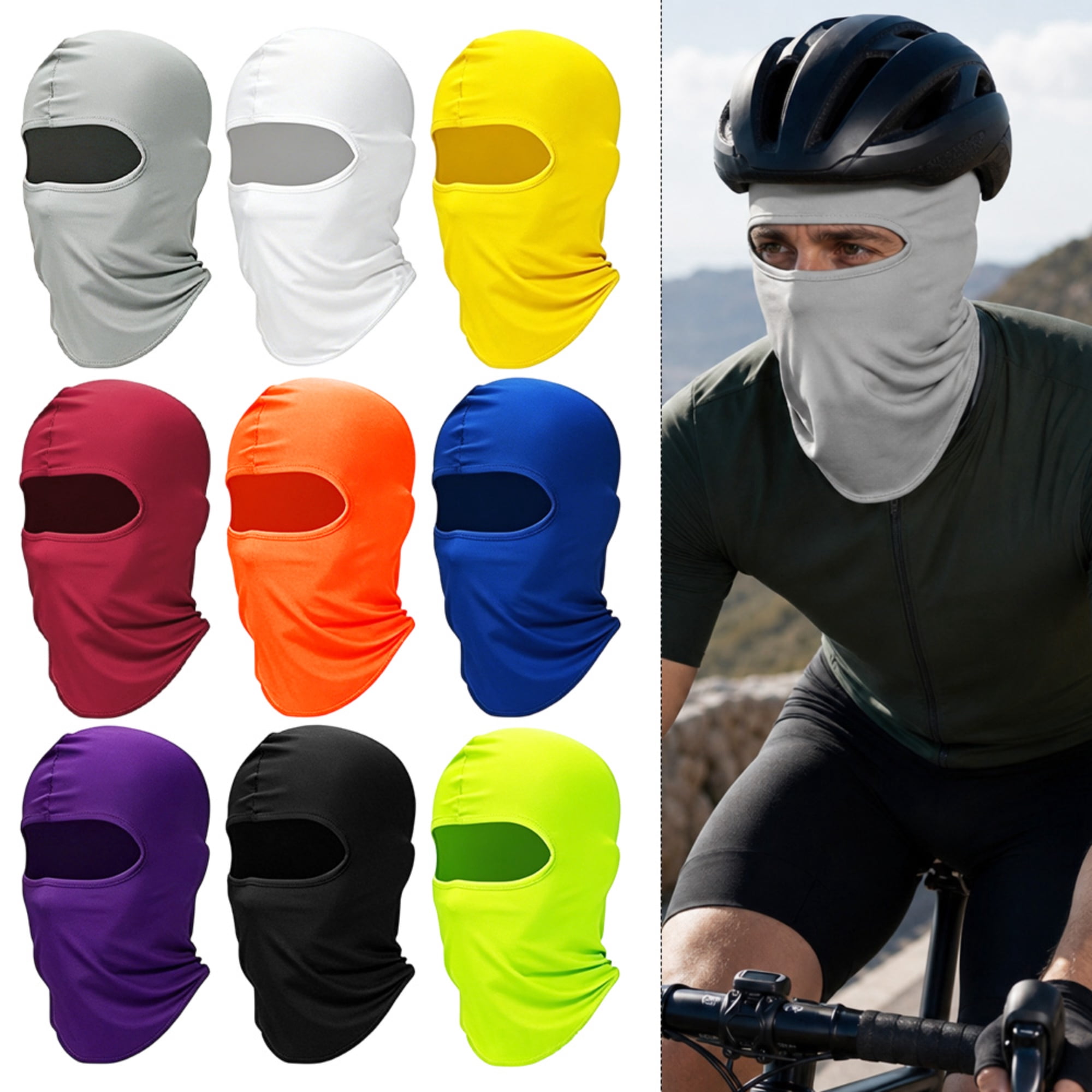 9 Pcs Balaclava Face Mask, UV Protection Windproof Breathable Full Face Cover, Elastic Thin Summer Neck Gaiter for Cycling, Running, Fishing Outdoor Sports