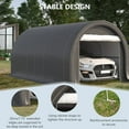 thumbnail image 4 of ZHOUB 10' x 16' Carport, Heavy Duty Portable Garage Storage Tent with Large Zippered Door, Anti-UV PE Canopy Cover for Car, Truck, Boat, Motorcycle, Bike, Garden Tools, Outdoor Work, Gray, 4 of 9
