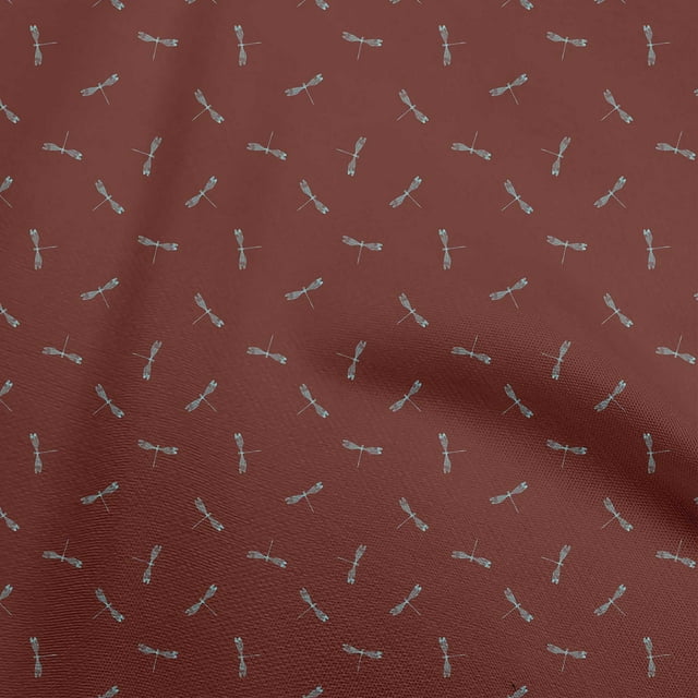 oneOone Cotton Poplin Maroon Fabric Dragonfly Craft Projects Decor Fabric Printed By The Yard 42 Inch Wide