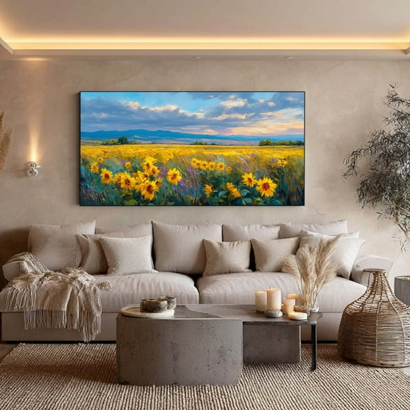 Canvas Painting Sunrise Sunflower Abstract Pastoral Landscape Wall Art Pictures for Living Room Bedroom Decoration Canvas Pictures Poster Frameless