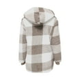 thumbnail image 4 of Dwralegc Fleece Jacket Women Plaid Fuzzy Zip Up Jackets Oversized Christmas Coat Warm Hooded Winter Cardigan Sherpa Lined Fleece Jacket with Pockets Clearance Khaki 5XL, 4 of 9