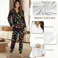 thumbnail image 6 of DISNIMO Light Bulb Printed Women's Long Sleeve Pajama Sets with Pockets Christmas Lounge Sets Casual V Neck Loungewear 2 Piece Pj Sets Button Down Sleepwear with Long Pants, 6 of 7