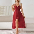 thumbnail image 2 of Wensltd Women Nightgowns Mesh Backless Sleeveless Spaghetti Strap Deep V Neck Full Length Nightgowns Soft Wine, 2 of 4