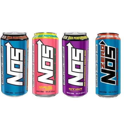 NOS Energy Drink Variety Pack - 4 flavor - 16 ounce (Pack of 16)