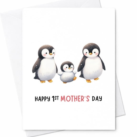 First Mother's Day Card From Baby And Dad, Funny Penguin