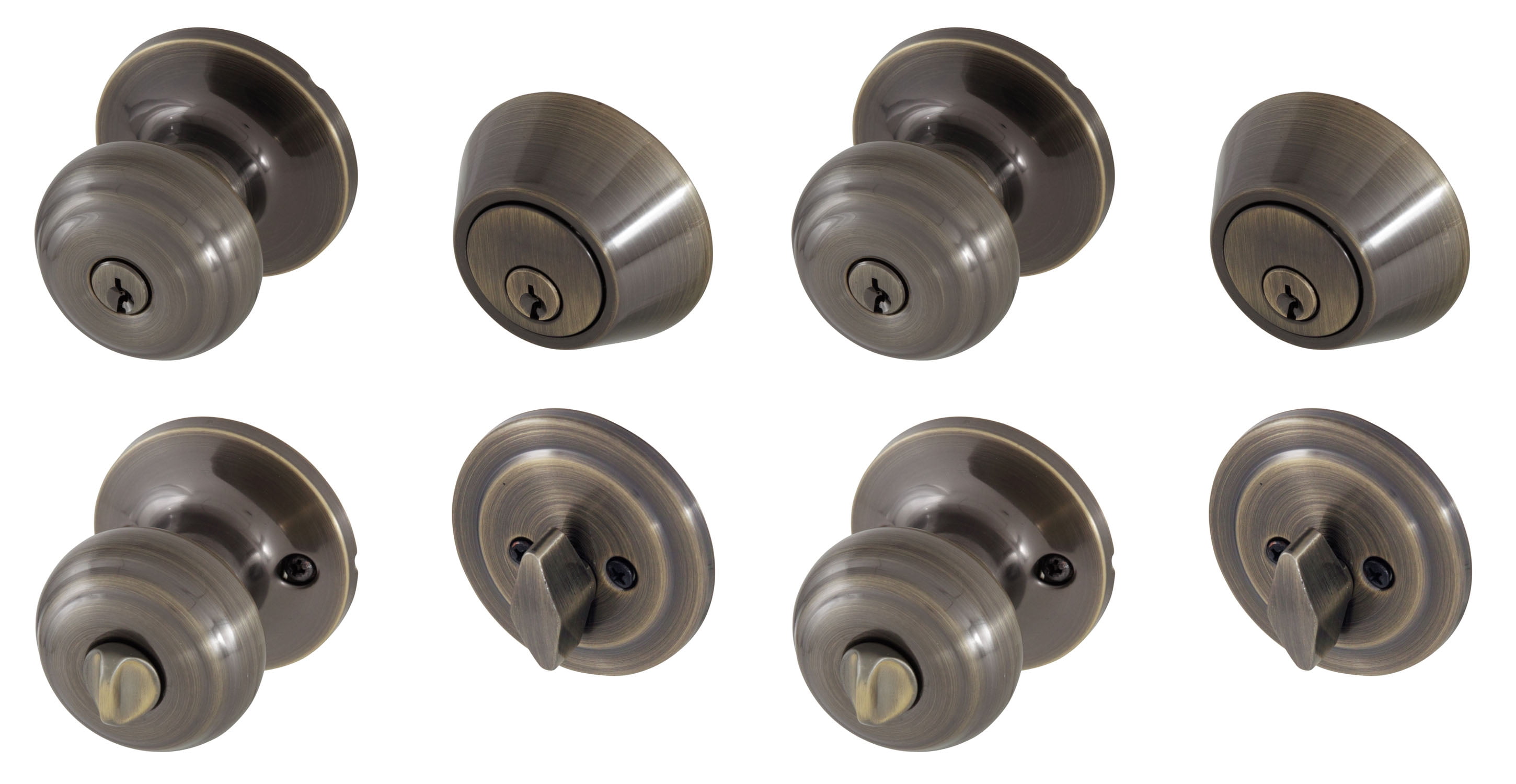 Honeywell Classic Knob Home Security Kit Door Lock, Antique Brass