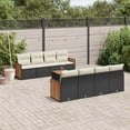 thumbnail image 1 of vidaXL 9 Piece Garden Sofa Set with Cushions Black Poly Rattan, 1 of 5