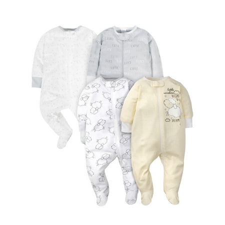 gerber cuffs pajamas mitten unisex sleep zip pack boy play baby