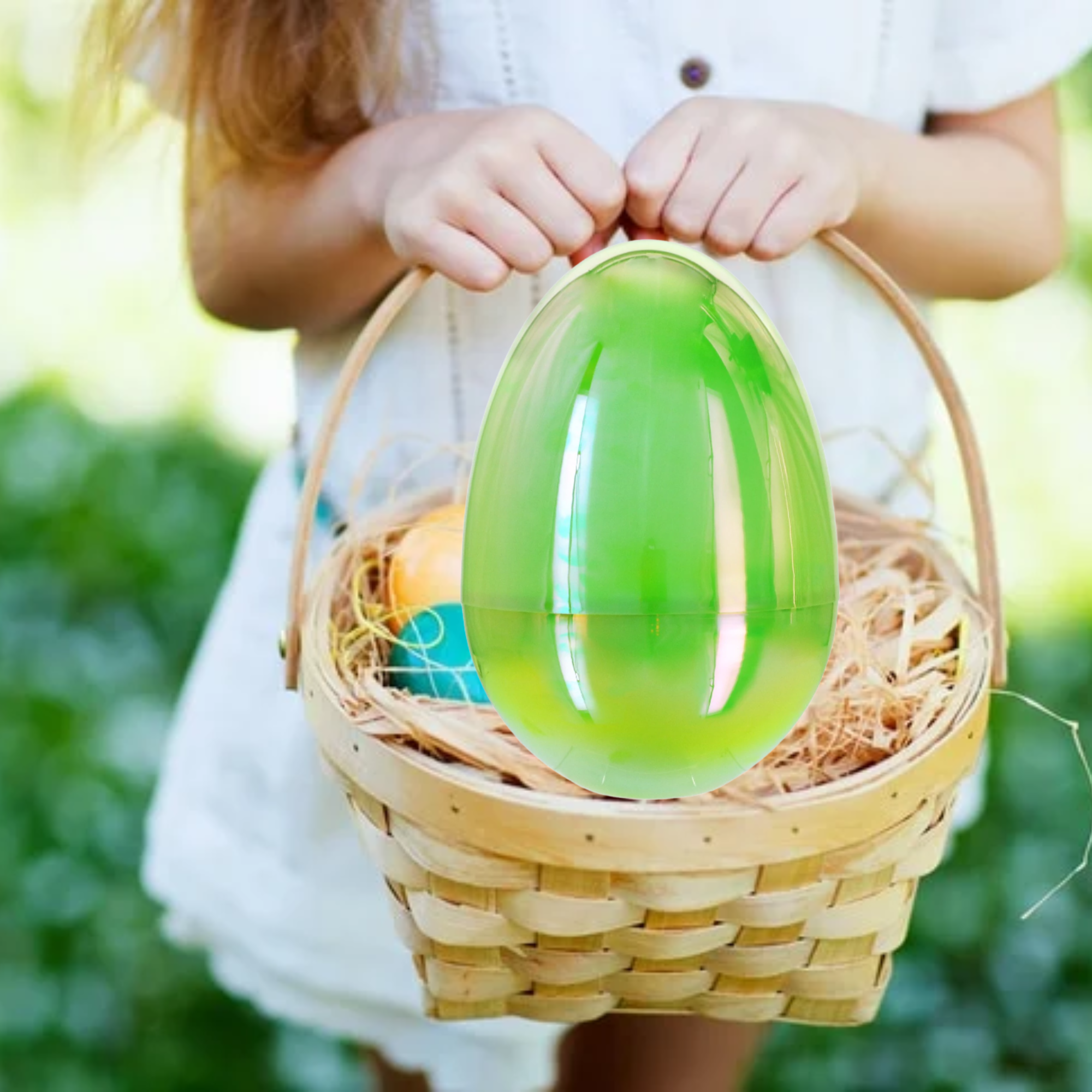 Jumbo Easter Egg Gifts with 6pcs Toys Inside & Reusable Green Iridescent Plastic Eggs for Kids Boys Girls Classroom Surprise Spring  Holiday Birthday Party Gifts & Care Package(Contents Vary)
