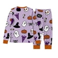thumbnail image 4 of CONZONE Halloween Pajamas for Girls Graphic Pjs Set Hallowmas Jammies Long Sleeve Tops Pants 2 Piece Sleepwear Loungewear for Kids, 4 of 5