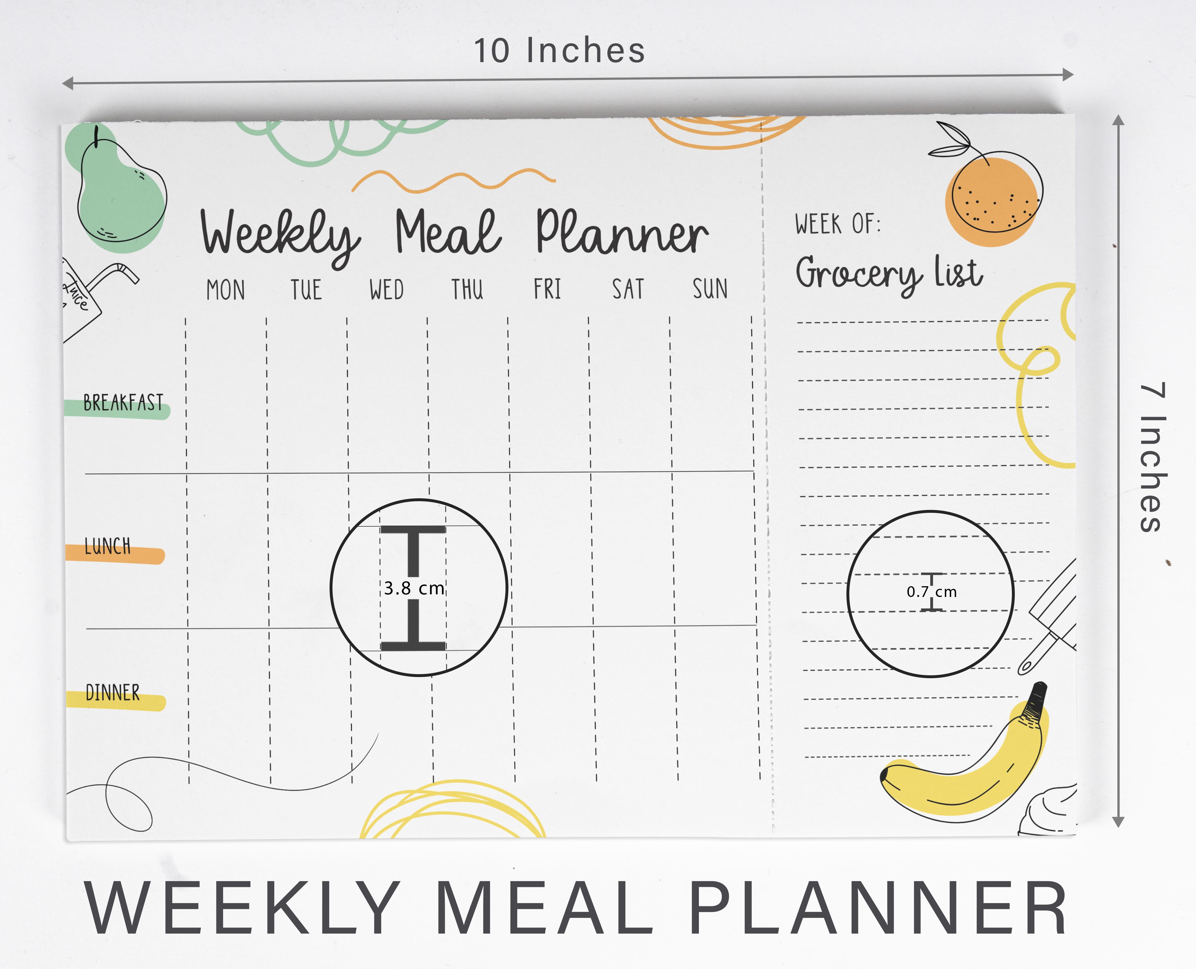 Inkdotpot Weekly Meal Planner Notepad 7"x10 , "Weekly Meal Planner" Magnetic Meal Planning Pad with Tear Off Grocery Shopping List for Fridge- Kitchen & Home - 54 Sheets -9Z