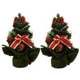 thumbnail image 1 of 2Pcs Mini Christmas Tree Versatile  Tree Ornament with Balls And Bows for Desktops Cabinets Bedrooms Decor, 1 of 10