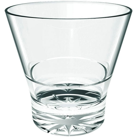 TrueCraftware- 8 oz Polycarbonate V-Shape Rock Glass with Starburst Heavy Base Clear Color Comes in each- Liquor Cocktail Glass for Bar Old Fashioned Whiskey Glass Rocks Glass for Scotch Bourbon