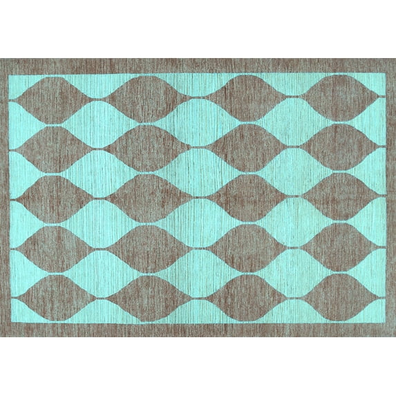 Ahgly Company Indoor Rectangle Abstract Light Blue Contemporary Area Rugs, 7' x 9'