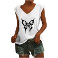 thumbnail image 1 of Camisetas sin mangas con cuello en V de verano para mujer, camisetas de manga corta con estampado de mariposa Retro OAVQHLG3B Store lin121212, 1 of 4