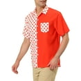 thumbnail image 4 of INSPIRE CHIC Men's Summer Polka Dots Short Sleeves Button Down Patchwork Shirt S Red, 4 of 7
