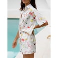 thumbnail image 3 of SUNSIOM Women's Summer 2Pcs Outfits Fruit Print Short Sleeve Lapel Button Down Tops with Shorts Beach Set, 3 of 6