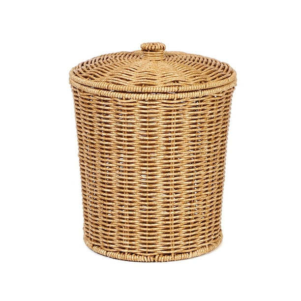 Laundry Hamper with Lid Large Opening Storage Basket Imitation Rattan Basket for