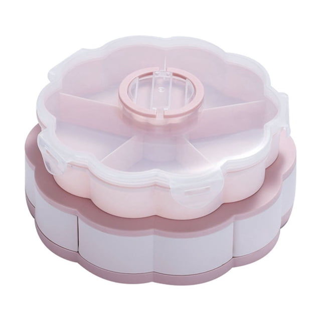 Vwrxbz Rotating Snack Tray Divided Candy Box 360 Spinning Double Layer Storage Container Organizer