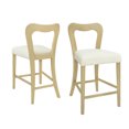 thumbnail image 2 of Euroco Counter Stools Set of 2, Upholstered Bar Stools Kitchen Island Chairs with Wooden Frame,Beige & Natural Ash, 2 of 8