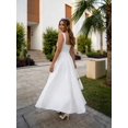 thumbnail image 2 of White Womens Sleeveless Square Neck A-Line Flowy Maxi Dress With Pockets And Back Tie Detail, 2 of 8