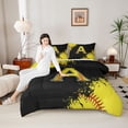 thumbnail image 4 of Manfei Boys Girls Letter Monogrammed A Bedding Comforter Set 2pcs,Sport Baseball Twin Comforter Sets Microfiber,Graffiti Splash Breathable Bedding Set,Ultra Soft Home Decor,Reversible, 4 of 8