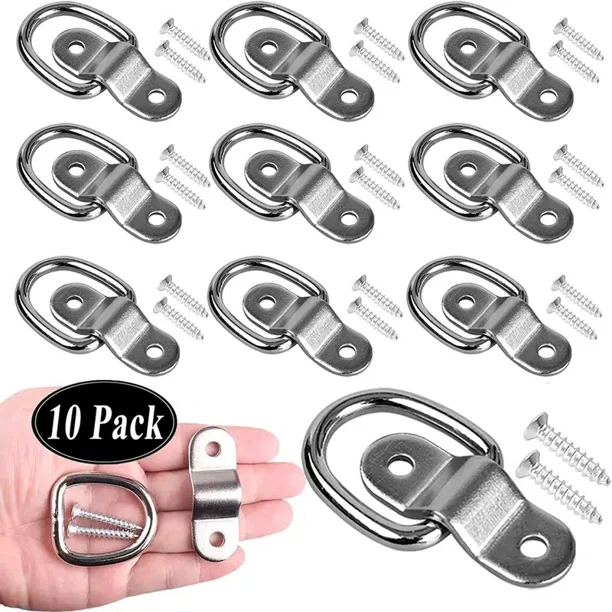 10pcs D Rings Tie Down Anchors Hooks For Trailer Truck Bed Bracket Enclosed Points Truck Bed Tie Downs Hook For Trailers Cargo Camper Walmart Com
