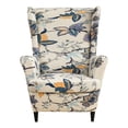 thumbnail image 1 of TOPCHANCES 2-Piece Wingback Chair Cover, Stretch Armchair Slipcover Wing Chair Sofa Covers, Beige Floral, 1 of 7