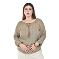 thumbnail image 1 of Blusa con detalle de borlas Roman Fashion /Tallas Extras, 225 (Café) verde 38, 1 of 5