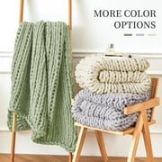 Chunky Knit Blanket Throw Hand Knit Chenille Throw Blanket for Sofa & Home Decor, Soft and Cozy Knitted Throw Blankets