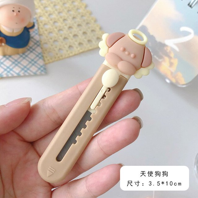 Mini cuchillo de bolsillo Kawaii para arte de conejo, caja exprés, cortador de papel, envoltura artesanal, hoja rellenable, papelería, gran oferta