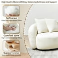 thumbnail image 6 of 101’’ Modern Mid-Century Curved Sofa, 3 Seater Couch Beige Boucle Teddy Fleece Irregular Special-Shaped Couch with 4 Throw Pillows Upholstered 3 Seater Sofa for Livingroom Bedroom Office, Beige, 6 of 8