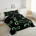 thumbnail image 3 of jejeloiu Kawaii Bow Tie Bedding Comforter Set,Cartoon Cute Bowknot Twin Comforter Sets,Green Black Bedding Set For Girls Teens,Luxury Bedroom Decor Reversible,2-Piece, 3 of 8