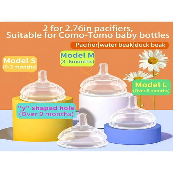 XIRQI 2pcs Silicone Nipple Anti-Colic Suitable For Newborns 0-3-6 Months