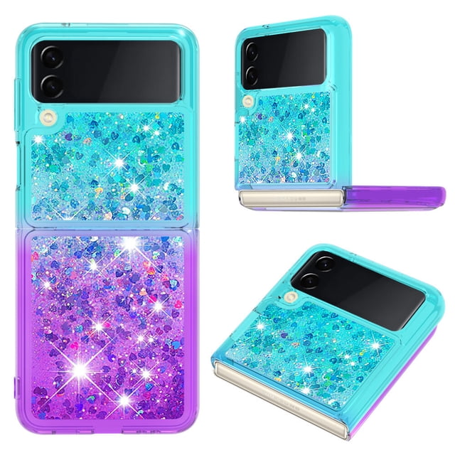 Funda para Samsung Galaxy Z Flip 4 5G Transparente con Brillos Carcasa Protectora Antigolpes con Glitter Brillante