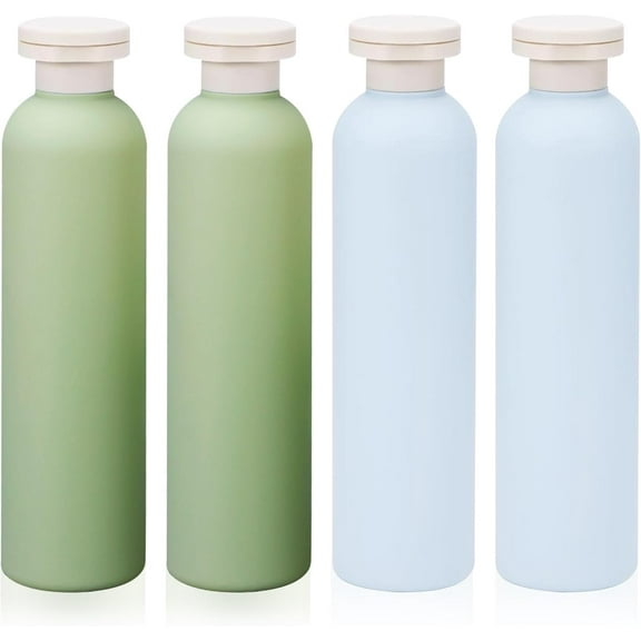 4Pcs 8.8oz Flip Top Squeeze Bottles,Reusable and Refillable Leak Proof Travel Bottles,For Lotions,Facial Creams,Shampoos,Hair Conditioner (Green Blue)