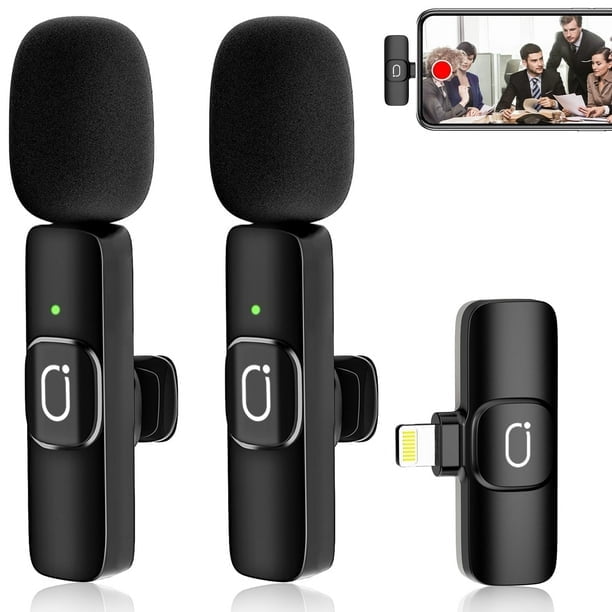 Micrófono de Solapa Inalámbrico Dual JYX para iPhone, Mini Micrófonos de Solapa con Clip para Vlogs, YouTube y Clases en Línea, K37