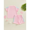thumbnail image 3 of Bslissey Toddler Little Girls Summer 2Pcs Outfits Contrast Color Short Sleeve T-shirt Tops + Elastic Waist Shorts 12M 18M 24M 3T 4T 5T Kids Casual Short Pants Sets, 3 of 9