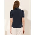 thumbnail image 3 of INSPIRE CHIC Blusa De Trabajo De Manga Corta Con Cuello Abullonado Y Cuello Peter Pan Para Mujer azul oscuro XL, 3 of 4