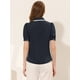 thumbnail image 3 of INSPIRE CHIC Blusa De Trabajo De Manga Corta Con Cuello Abullonado Y Cuello Peter Pan Para Mujer azul oscuro M, 3 of 4