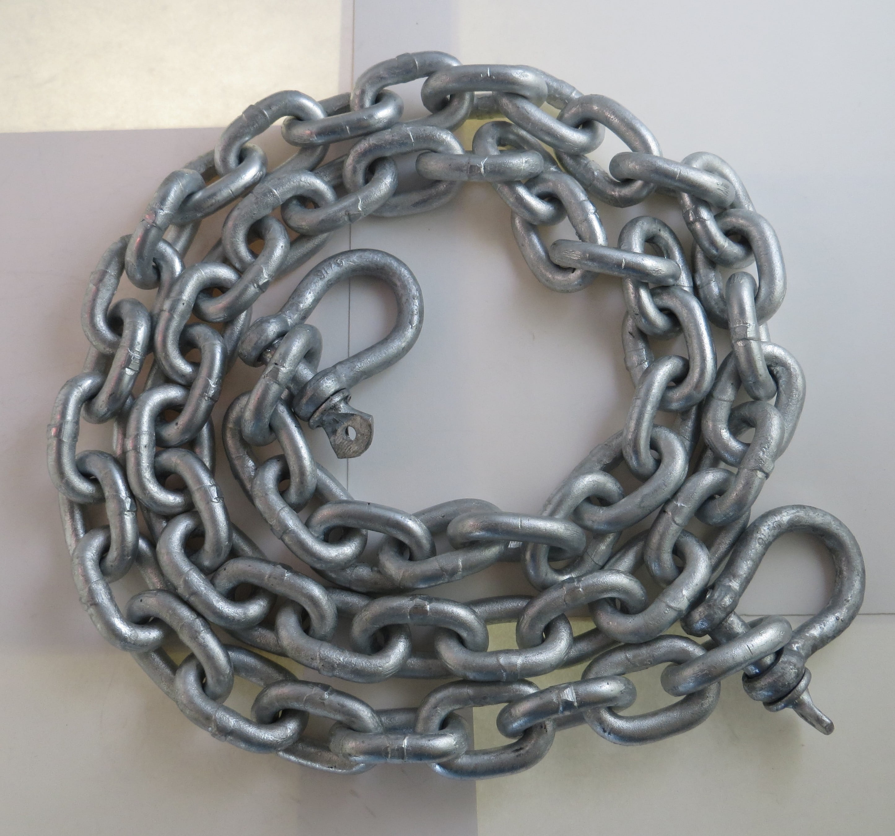 US Galvanized Windlass 1/4" x 4' ISO G4 Anchor Chain HDG with Galvanized Shackles