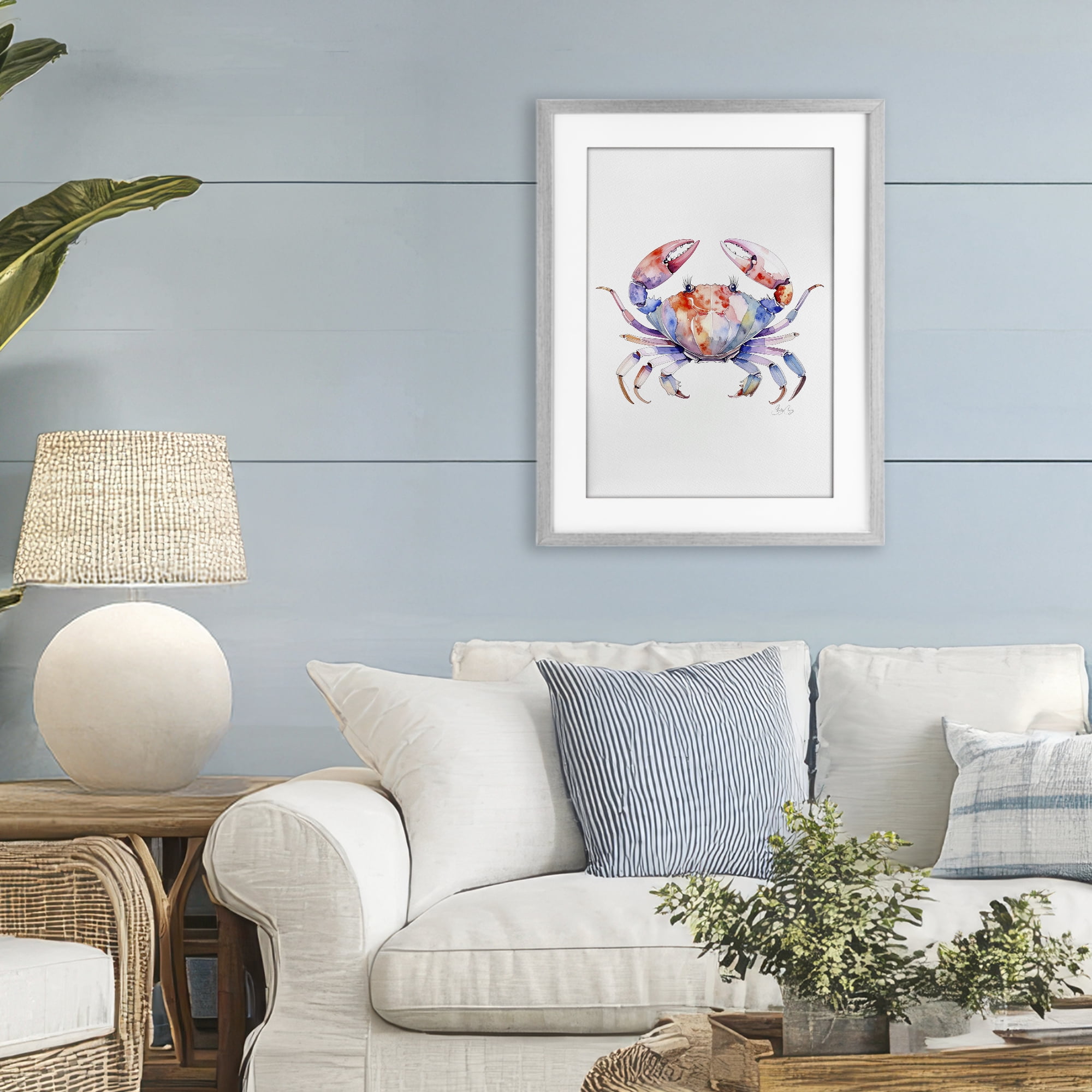 Stupell Industries Tide Dancer Crab Gray Framed Print Under Glass, design by Shelly Craig