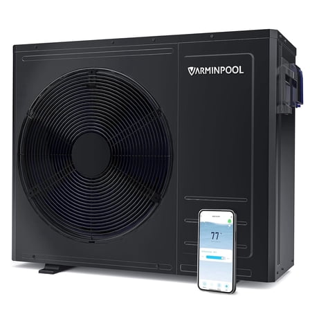 Varminpool Electric Pool Heat Pump 35,100 BTU for Above-Ground Pools Up to 10,000 Gallons WiFi Capable Titanium Heat Exchanger 240V