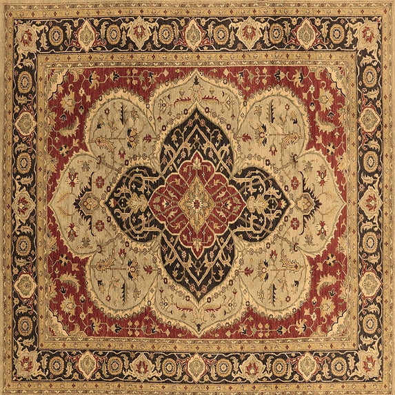 Ahgly Company Indoor Square Oriental Brown Industrial Area Rugs, 5' Square