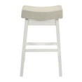 thumbnail image 3 of Lenon Modern Farmhouse Wood Bar Height Kitchen Bar Stool in White Finish with Cream Fabric Upholstered Seat, 3 of 5