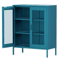 thumbnail image 6 of Metal Storage Cabinet with Mesh Doors, Steel Display Cabinets with Adjustable Shelves for Bathroom Home Office, 6 of 6