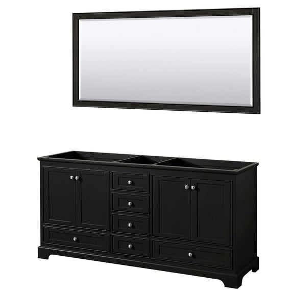 Wyndham Collection Deborah 72" Plywood Double Bathroom Vanity in Dark Espresso