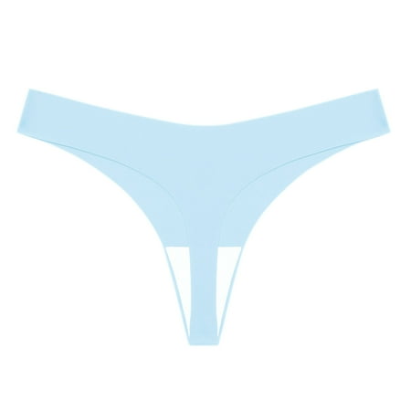 Scyoekwg Womens Thongs Thong Breathable Solid Color Ladies Panties Fashion Low Waisted Bikini Underwear T-back Hipster Panties Underpants(Sky Blue S)