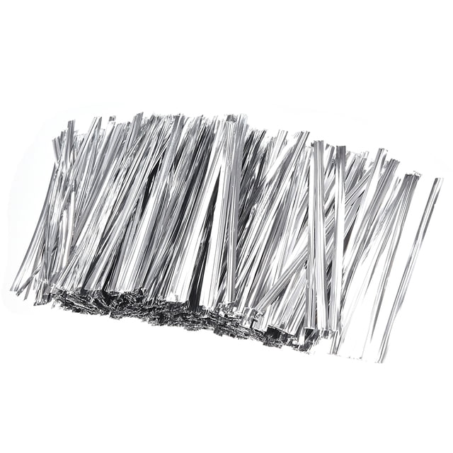 Unique Bargains 3-Inches Metallic Twist Ties for Bags Silver 1000pcs